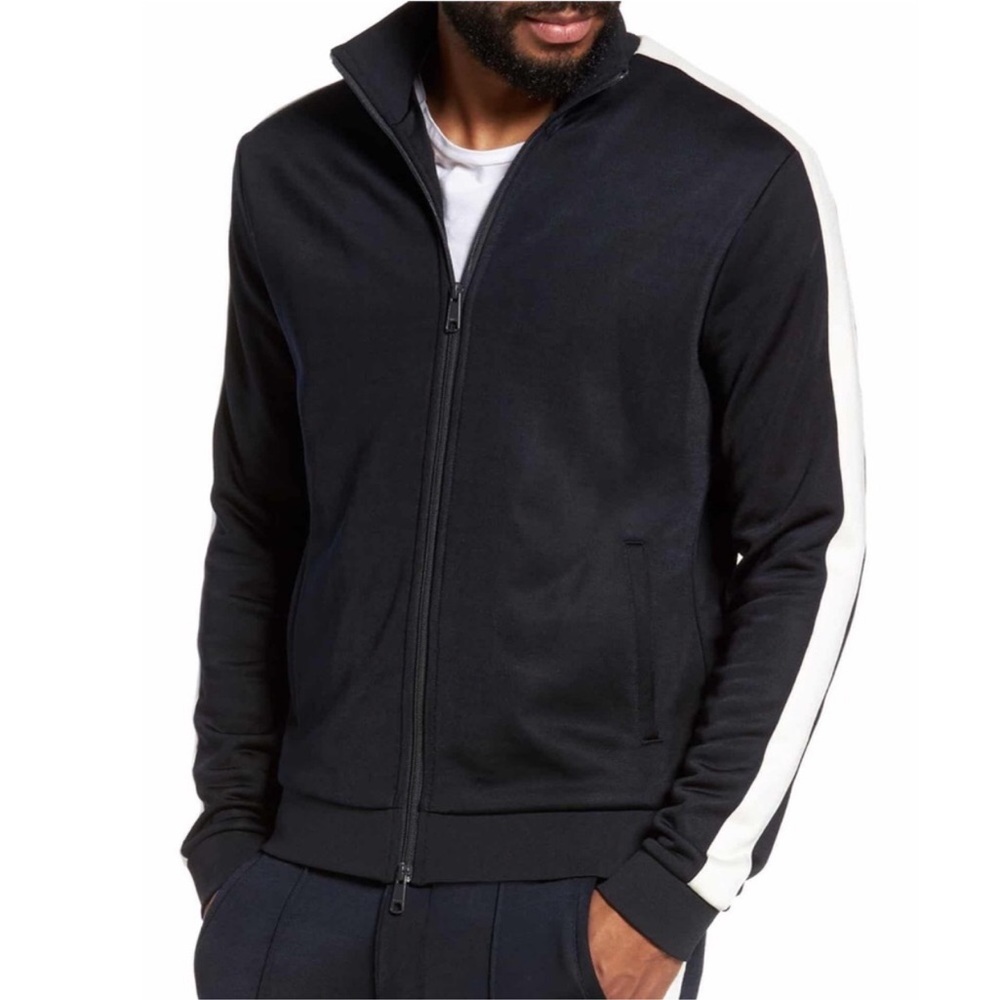 Vince Navy Track Bomber Jacket Zip Front Size Large